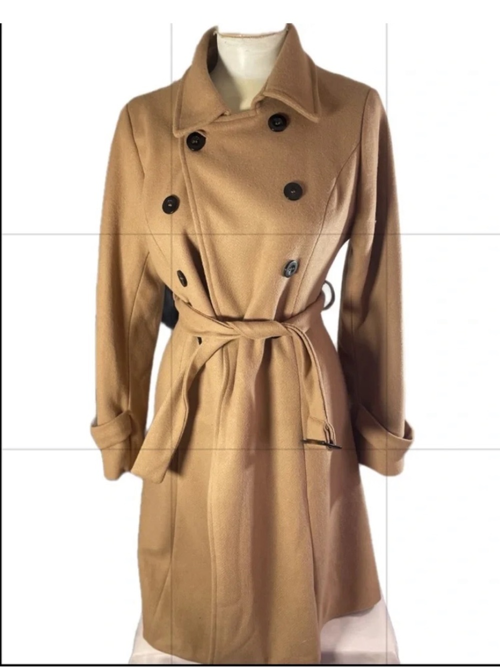 Classic Tan Double-Breasted Women's Coat